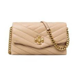 Tory Burch Kira Chevron Chain Wallet Devon Sand